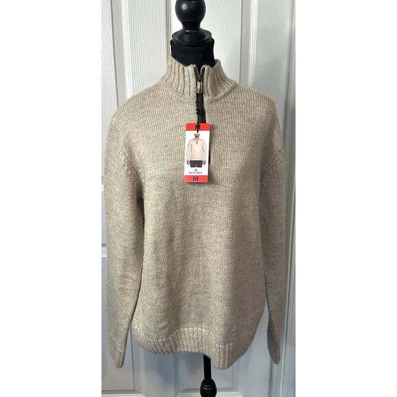 Rainforest Men's Quarter Zip Tweed Pullover Sweater Top Size Medium - Picture 1 of 7